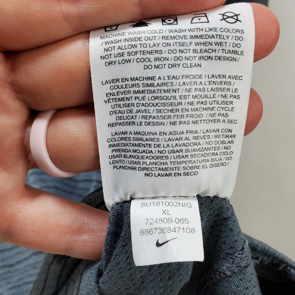 Nike Running Shirt Tee Mens XL Dri Fit Cool Tailwind Striped Short Sleeve Grey - Picture 5 of 10